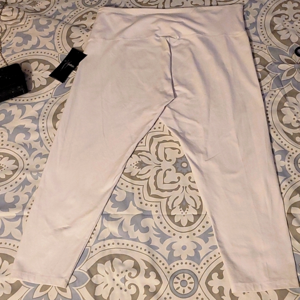Slim-sation Tummy control top panel white Capri stretch flat front Plus Pull on - Picture 3 of 7